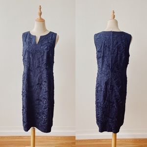 TALBOTS Navy Lace Appliqué Cocktail Dress Womens 8
